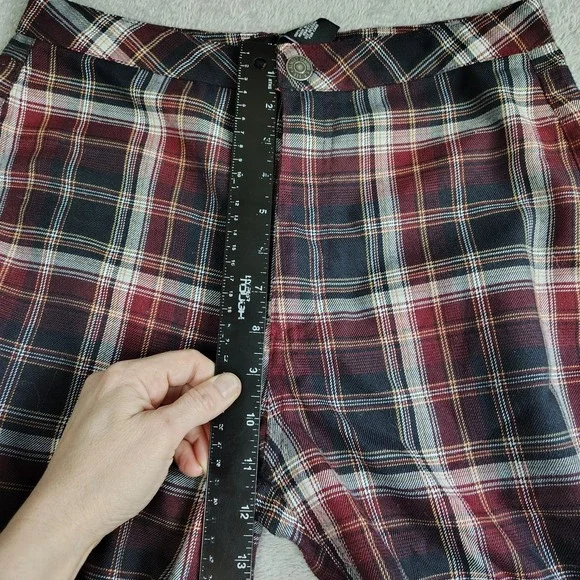 Tommy Hilfiger Plaid Wide Leg Pants - Red, White, Black - Picture 3 of 12
